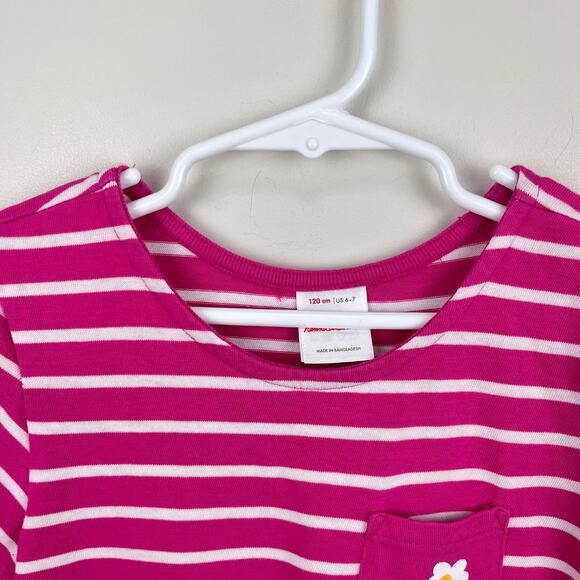 Hanna Andersson Stripe Jersey Dress Pink Peony 120 cm 6-7 - Picture 2 of 5